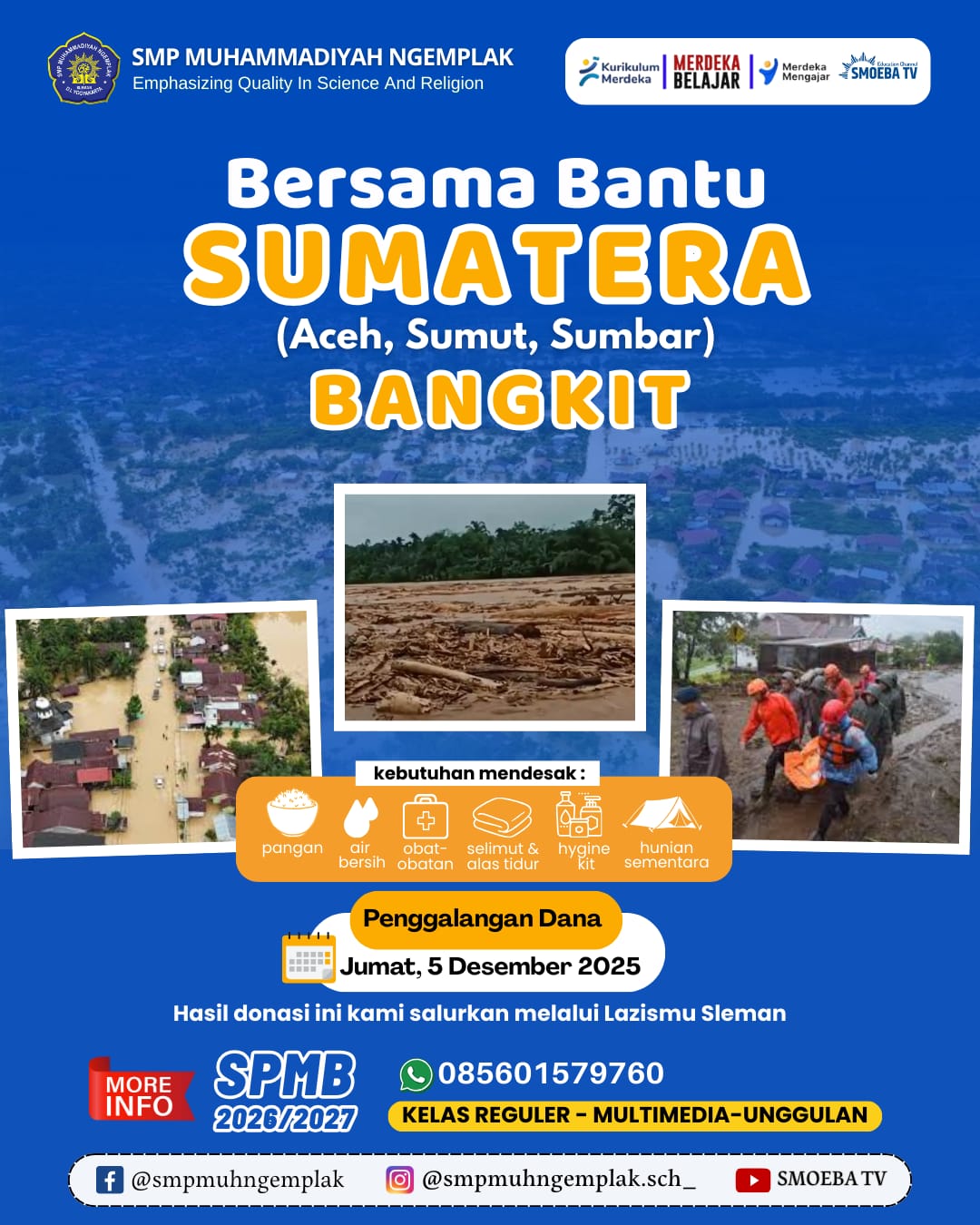 SMP Muhammadiyah Ngemplak Galang Dana untuk Korban Bencana Alam di Sumut, Sumbar, dan Aceh