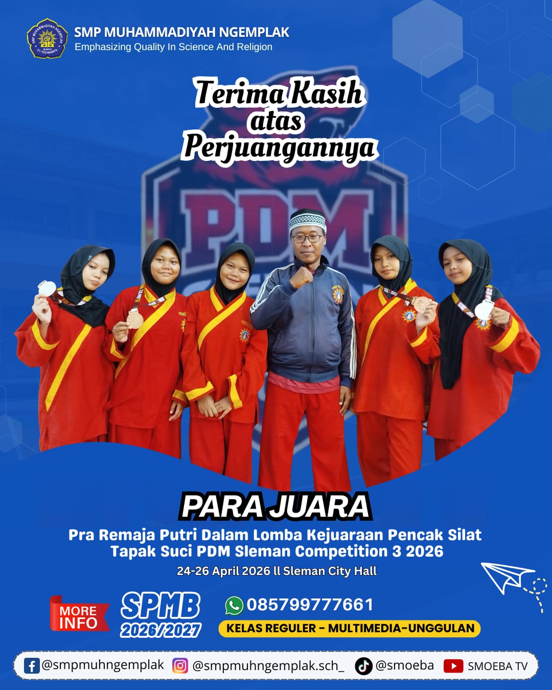 Semangat Sang Juara: SMP Muhammadiyah Ngemplak Borong Medali di Tapak Suci PDM Sleman Competition 3